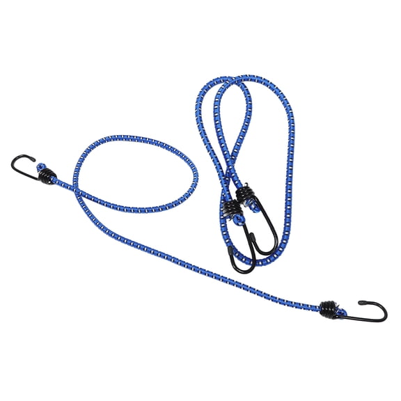 UPOUART 2Pcs Versatile Adjustable Blue Bungee Cord with Carabiner Hooks for Motorcycle and Car