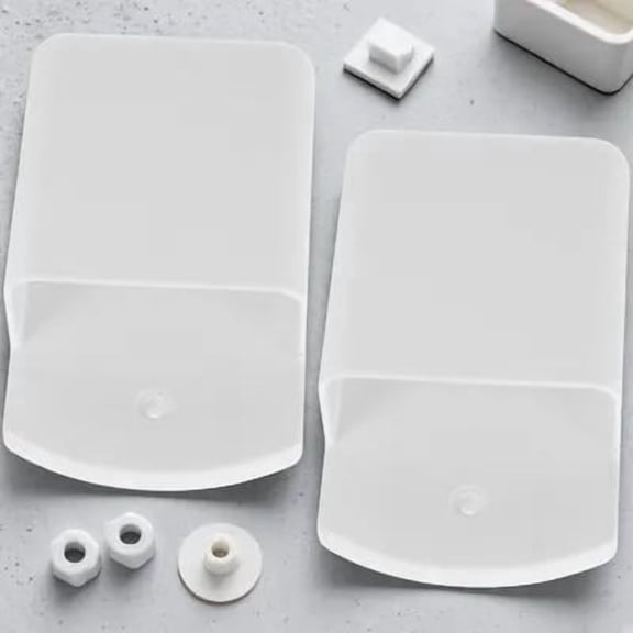 UPOUART 2-Pack White Acrylic Wall Mount Phone Holder and Remote Control Organizer for Small Item Storage