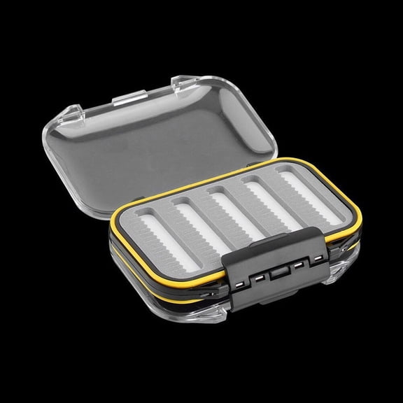 UPOUART 2-Pack Double-Sided Fishing Fly Box with Transparent ABS Lids and Secure Lock, Black
