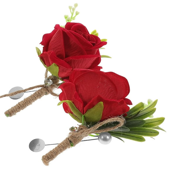 UPOUART 2Pcs Wedding Corsage Jewelry with Plastic and Silk Flower for Brides and Grooms