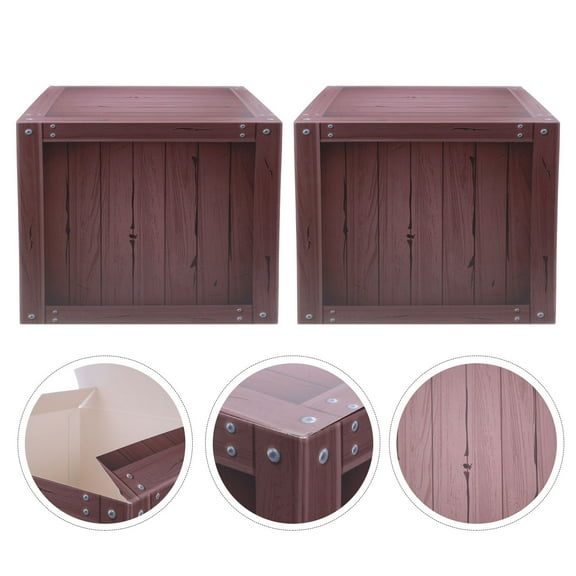 UPOUART Rustic Light Brown Decorative Wood Crates 2- Storage Boxes for Home Organization