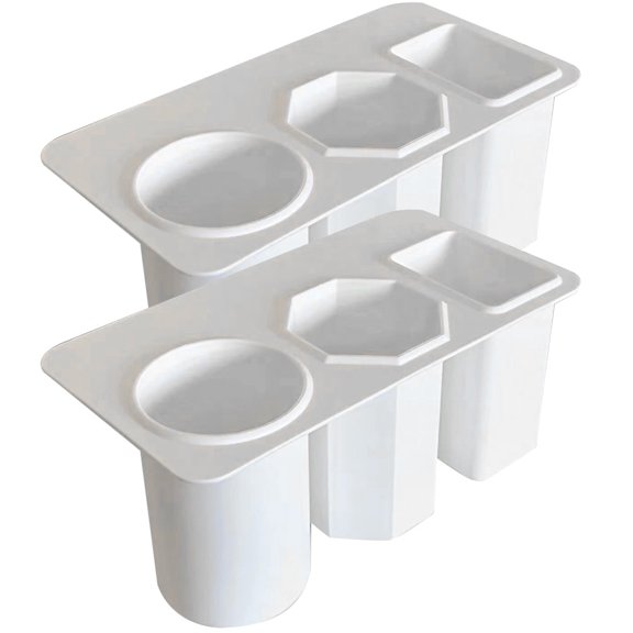 UPOUART 2Pcs White Multi Grid Plastic Pen Holder Office Desk Storage Box for Stationery and Sundries