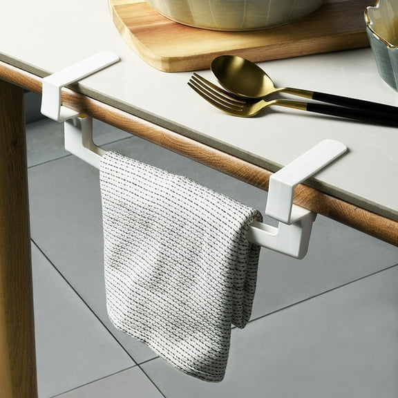 UPOUART 2Pcs White Plastic Towel Bars for Bathroom and Kitchen Storage and Space Saving Organizer