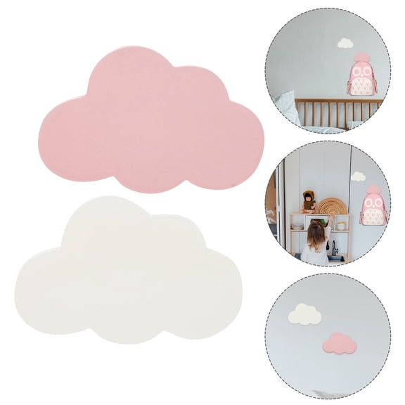 UPOUART Lovely Wooden Cloud Hooks Wall Mounted Ornaments for Decor White