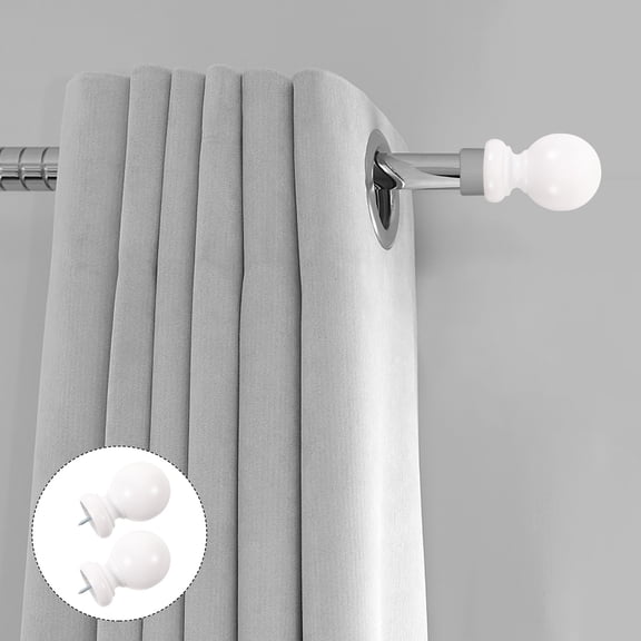 UPOUART 2-Piece White Wooden Curtain Rod Finials, Screw- Decorative End Caps for Drapery and Window Rods