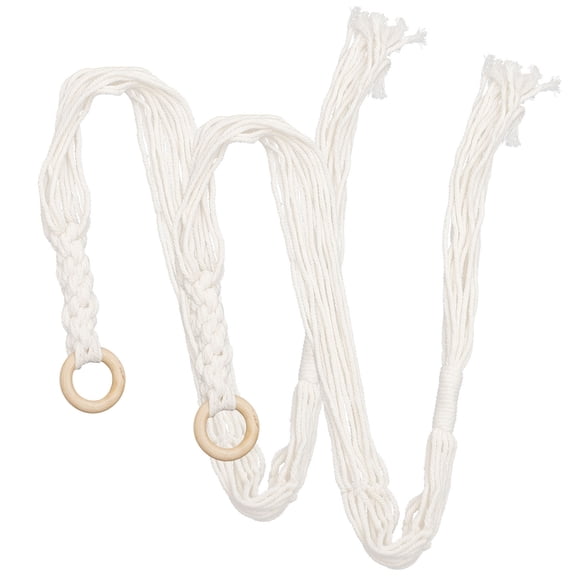 UPOUART Boho Macrame Plant Hanger Set of 2, Beige Cotton Woven Pot Holders for Indoor and Outdoor Decor