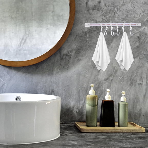 UPOUART 2Set White Plastic Kitchen Wall Hook Rack Self Adhesive Installation For Bedroom