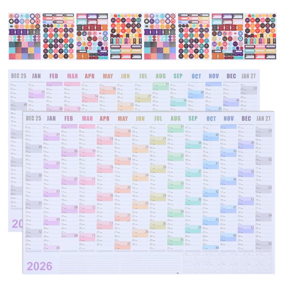 UPOUART 2Sets Large Writable Wall Calendar 2026 Year Planner for Office Events and Home Use