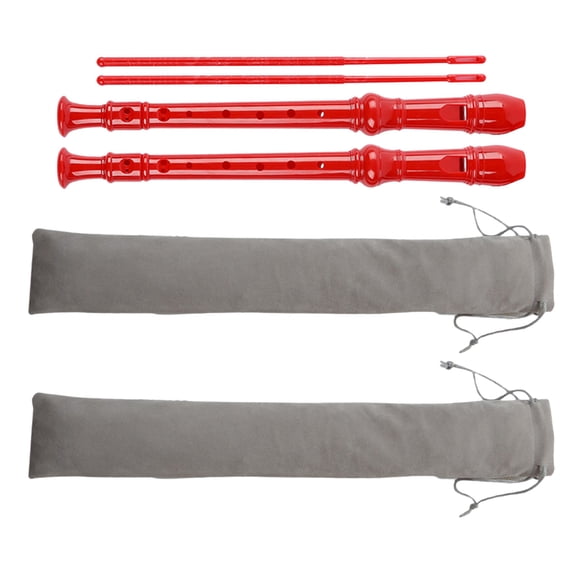 UPOUART 2Sets Red Soprano Recorder Instrument for Students with German Fingering and ABS Plastic for Music Class