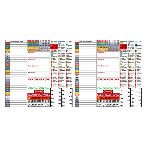 UPOUART 2-Pack Electrical Panel Labels with PVC Stickers for Home Box Identification