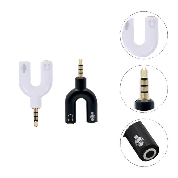 UPOUART 2pcs 3.5mm Male to 2 Port Female Headphone Splitter Adapter Y Jack