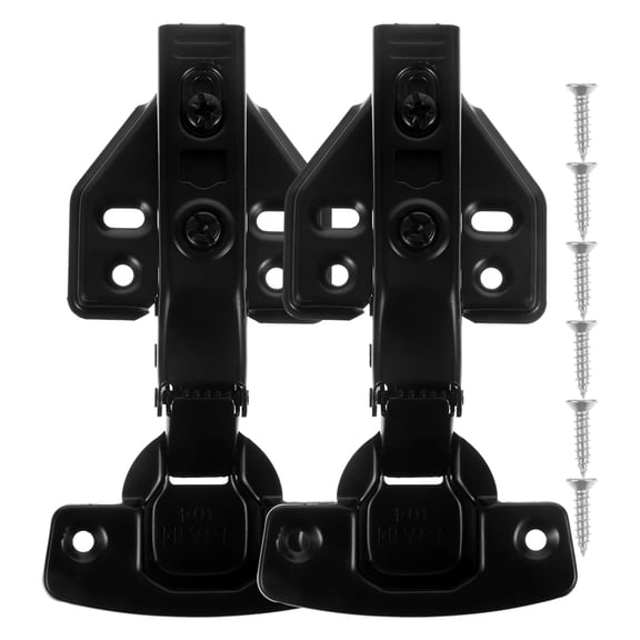 UPOUART 2-Pack Black Metal Full Overlay Cabinet Door Hinges with Soft Close, Smooth Installation, and Quiet
