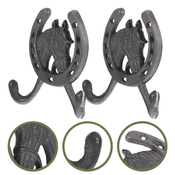 UPOUART 2pcs Iron Decorative Key Hooks Grey Vintage Style Wall Hook for Kitchen Decor