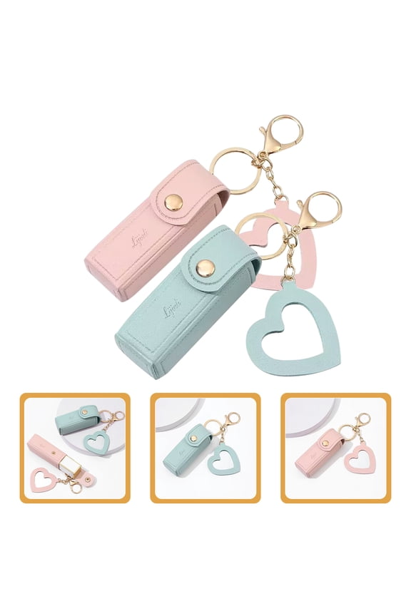 2-Pack Lip Balm Holder Keychain with Clip for Travel, Stylish Storage Bag, Assorted Colors