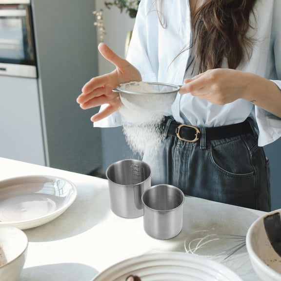 UPOUART 2-Piece Stainless Steel Measuring Cups Set for Kitchen Baking, Cooking, and Accurate Liquid & Dry Ingredient Measurements