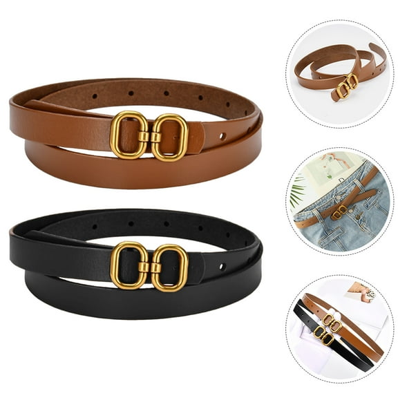UPOUART 2pcs Women Thin Belts Fashion Belt Buckle Waist Enhancement Daily Wear