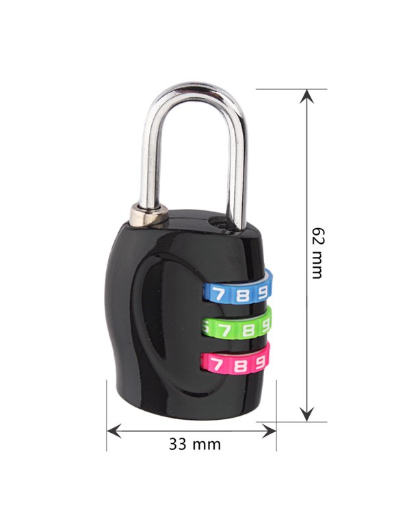 Backpack Combination Lock 3 Dial Luggage Lock Black for Travel Security