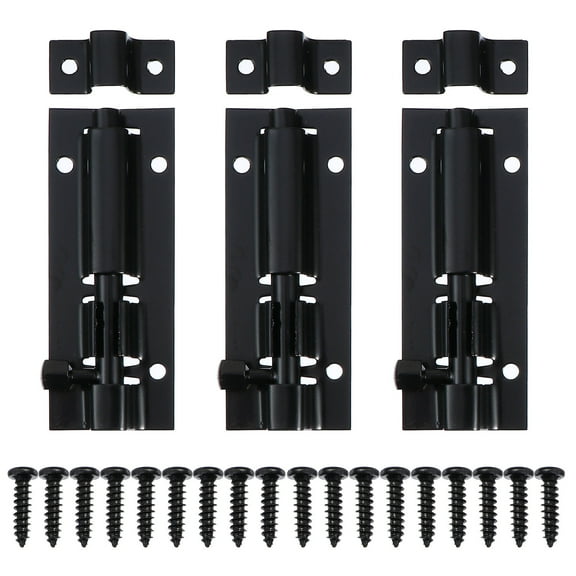 UPOUART Black Stainless Steel Sliding Door and Window Latches 3-Pack Home Security Locks Hardware Set