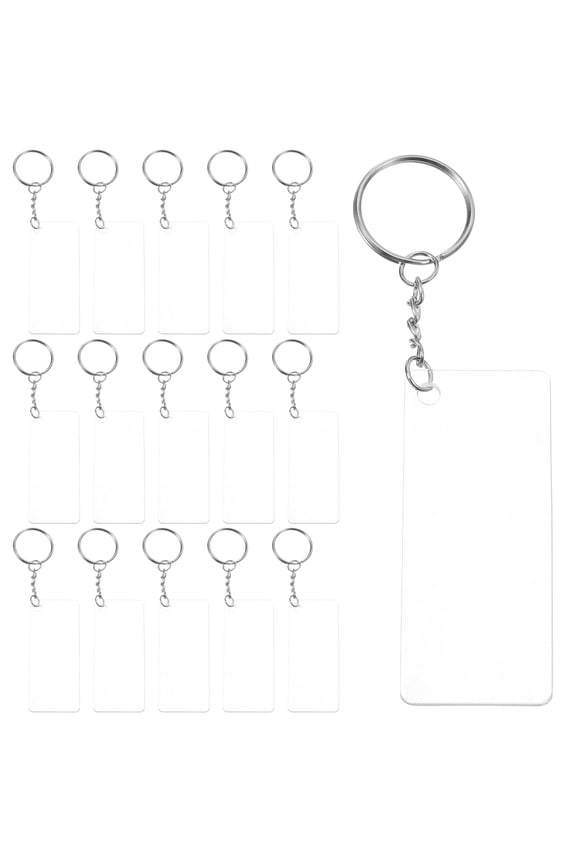 30Sets Acrylic DIY Keychain Kit White Blank Pendants for Custom Key Bag Charms