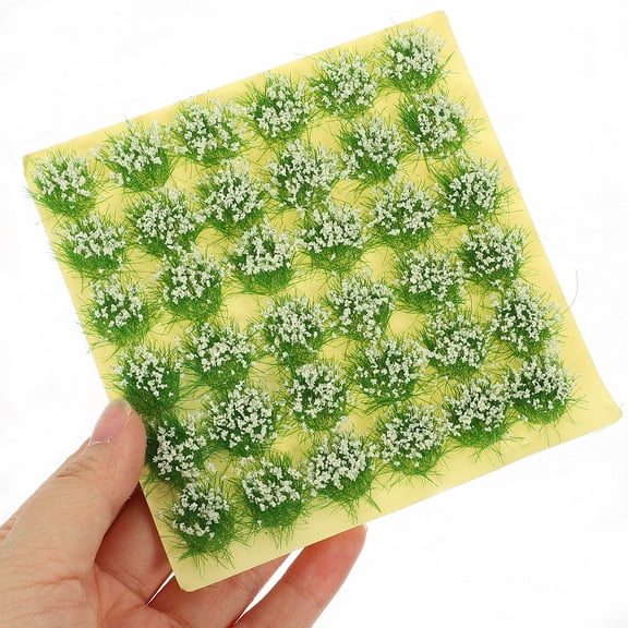 UPOUART 36 Pieces of Realistic Shape Static Grass Tuft for Gardening Props White Plastic Miniature Design