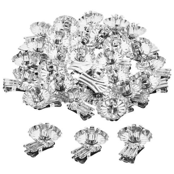 UPOUART 36Pcs Metal Candle Holder Clips Plated Silver Flower Shape for Xmas Tree Decor