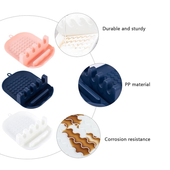 UPOUART 3-Pack Multi-Purpose Kitchen Utensil Holder Spoon Rest Pad, White PP Plastic Storage Organizer