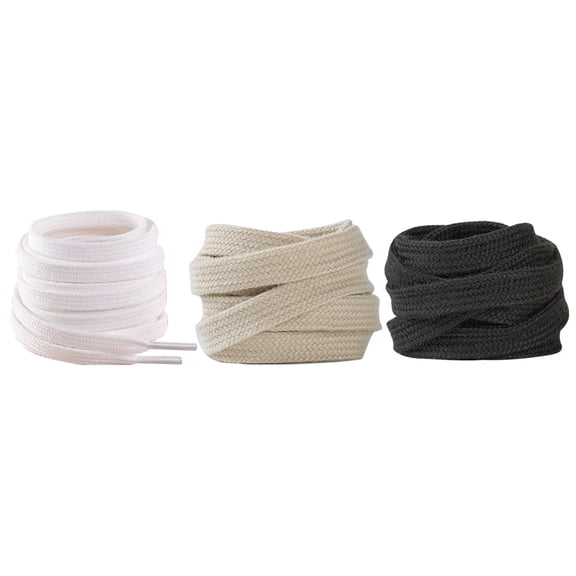 UPOUART 3 Pairs Flat Cotton Shoe Laces, Assorted Solid Colors, and Easy to Clean Replacement Laces for Shoes