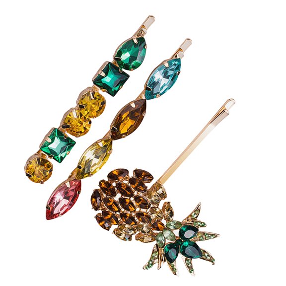 UPOUART Chic Pineapple Barrettes Multi Color Acrylic Easy to Clip 3Pcs