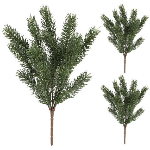 UPOUART Artificial Pine Needle Picks Green Pine Branches 3 Pieces for Holiday Decor and Crafts