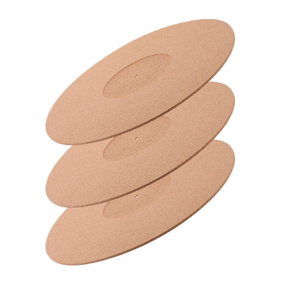 UPOUART 3-Pack Brown Cork Vinyl Record Pads with Shockproof Protective Sleeves for Safe Record Storage and Care