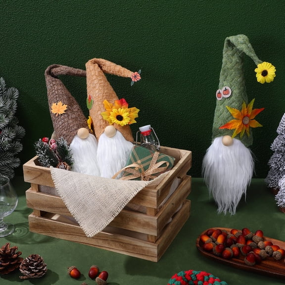 UPOUART 3Pcs Fall Gnomes Bottle Covers Gnome Shape Fabric Holiday Wine Bottle Covers Hosts