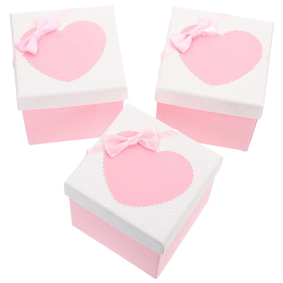 UPOUART 3Pcs Favor Boxes with Lids Pink Paper Party Favor Packaging for Baby Shower Events