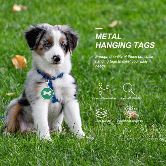 UPOUART 3Pcs Green Metal Dog Collar Tags Enamel Bone Pattern Sturdy Lightweight Pet Charms