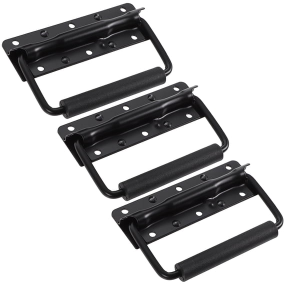 UPOUART 3-Pack Heavy Duty Black Metal Handles with Spring Loaded Mechanism for Boxes, Tool Cases, Chests Replacement