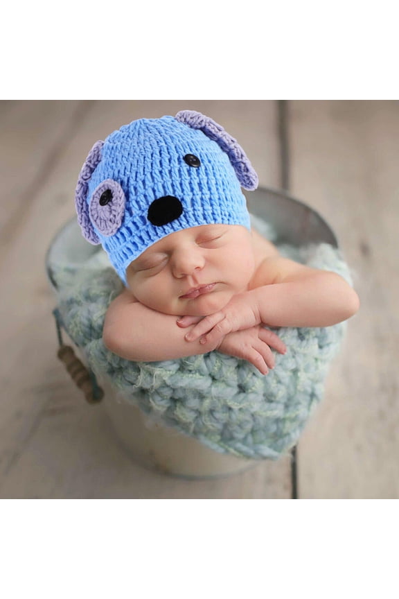 3Pcs Knitted Newborn Outfit Design Cotton Light Blue for Modeling