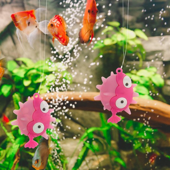 UPOUART 3Pcs Ornamental Aquarium Decor Floating Fish Tank Decor Soft Gel Pink Fish Shape