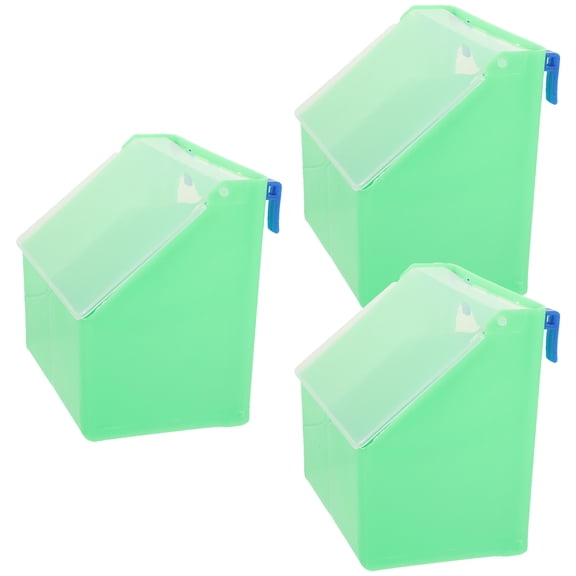 UPOUART 3Pcs Lightweight Green Plastic Bird Cage Food Dispenser Multi-Grid Feeder
