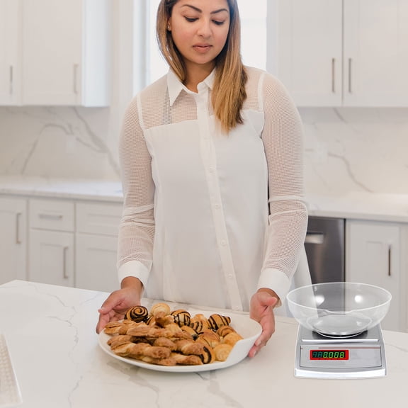 UPOUART 3-Piece White Plastic Scale Weighing Plates for Baking, Kitchen, Household and Professional Bakers