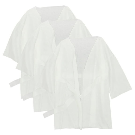 UPOUART 3-Pack White Disposable Bathrobes for Clients, One Size Fits All, Soft Comfortable Gown for Salon and Use