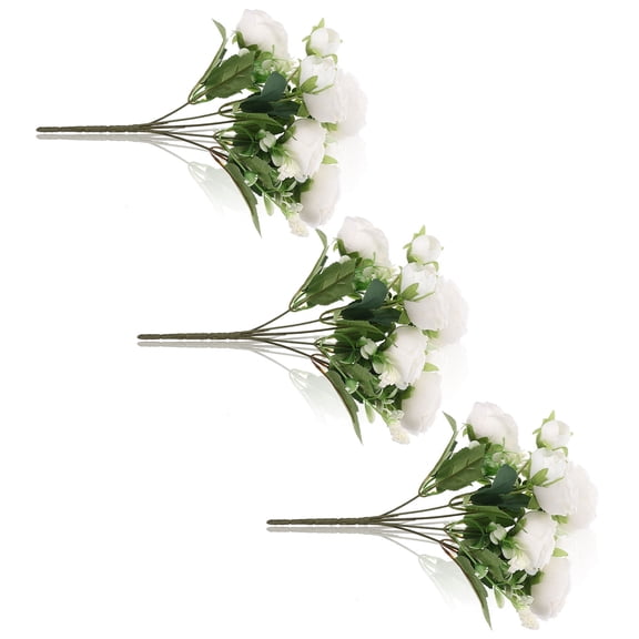 UPOUART Set of 3 Realistic White Blossom Artificial Flowers for Indoor Outdoor Decoration Accents