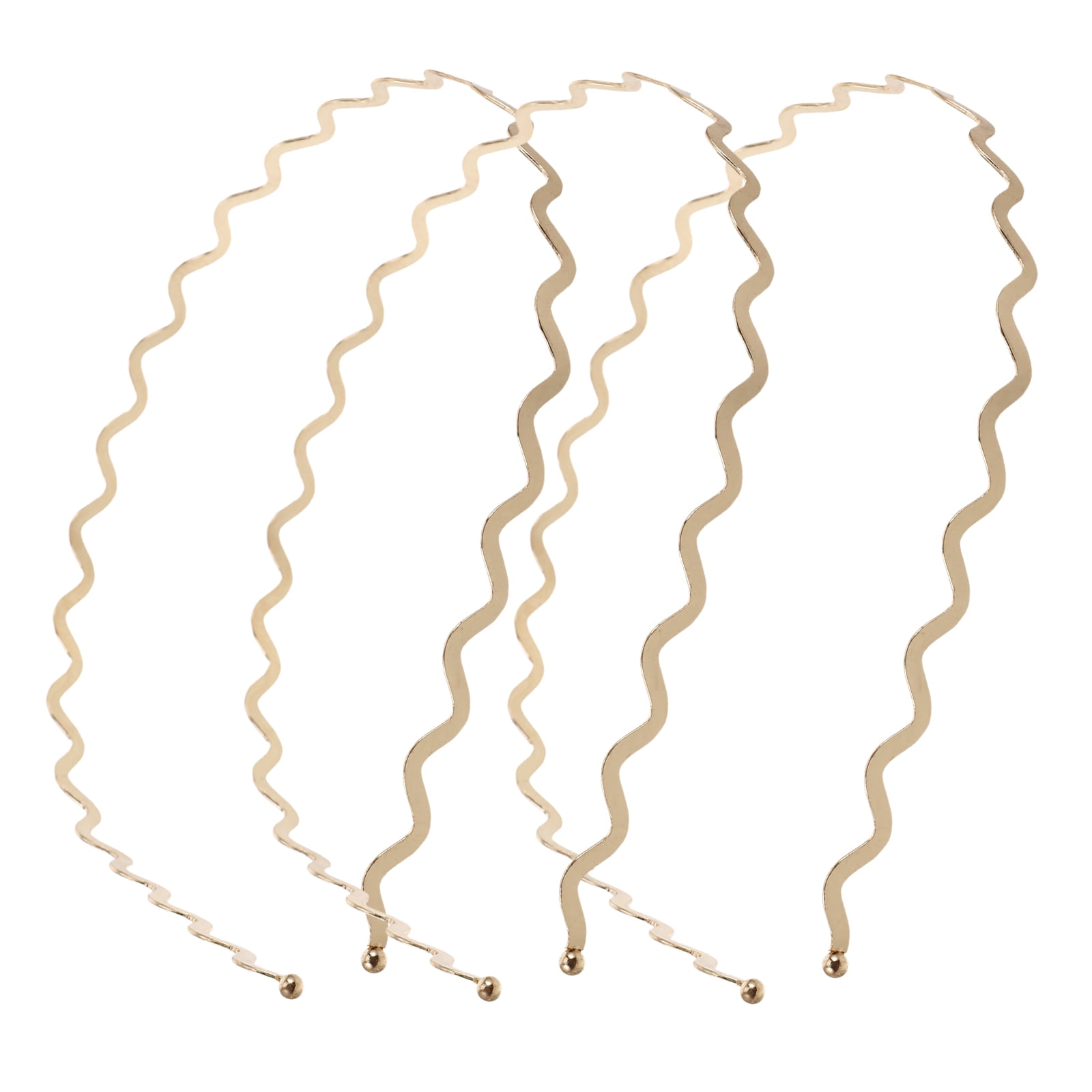 UPOUART 3Pcs Versatile Golden Thin Metal Hair Hoops with Wave Shape for ...