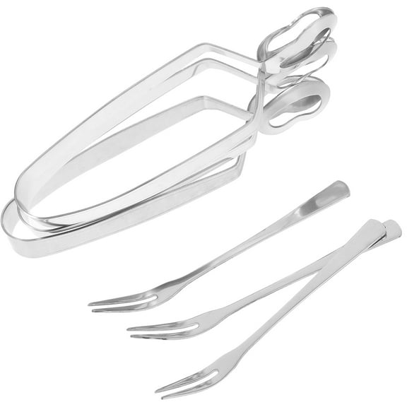 UPOUART 3Sets Stainless Steel Escargot Serving Tong Fork Set Multi Functional Food Clip for Shellfish Meals