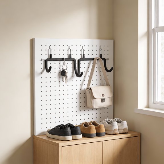 UPOUART 3pcs Pegboard Hooks Kit Black Stainless Steel Pegboard Hangers for Home Improvement 4.7*4.5*3.3in
