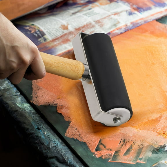 UPOUART 3pcs Roller for Craft Black Rubber Metal Wood for Graphic Design