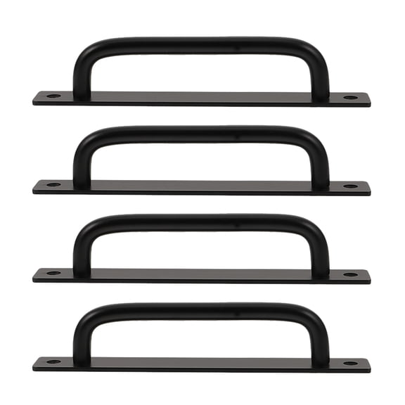 UPOUART 4-Piece Black Aluminium Alloy Pull Plate Door Handles, and Easy to Install for Barn and Sliding Doors