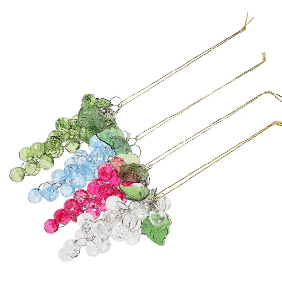 UPOUART Set of 4 Decorative Acrylic Grape Cluster Hanging Ornaments in Assorted Colors for Home and Party Decor