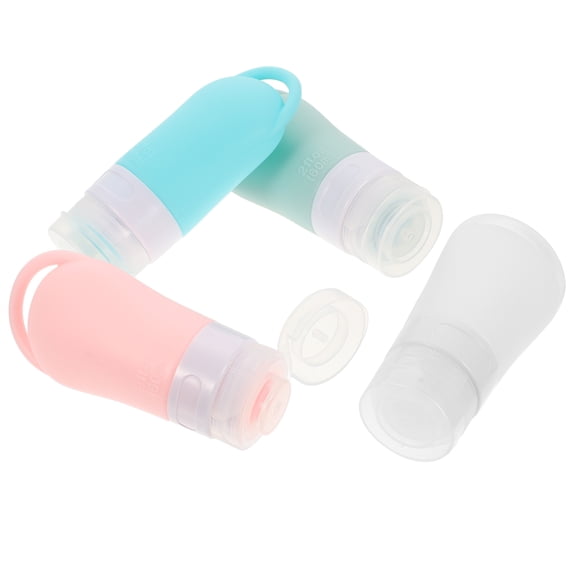UPOUART 4-Pack Silicone Airplane Travel Bottles Leak-Proof Liquid Storage Containers for Family Use