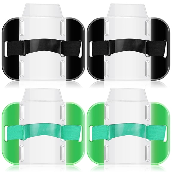 UPOUART 4-Pack Adjustable Worker Arm Badge Holders with Clear Window, Assorted Colors for ID Card Display and