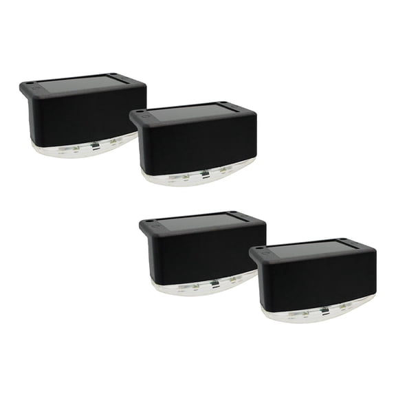 UPOUART 4Pcs Black Solar Garden Lights LED Outdoor Step Lighting for Patio and Walkway