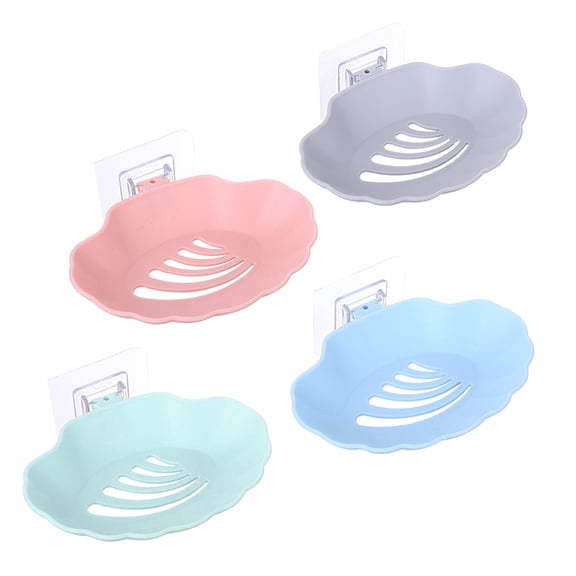 UPOUART 4-Pack Mounted Soap Dish Set, PP Material Soap Tray for Bathroom and Kitchen